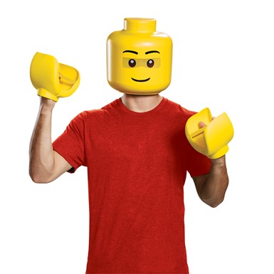 Adult LEGO Guy Mask & Hands Costume Kit