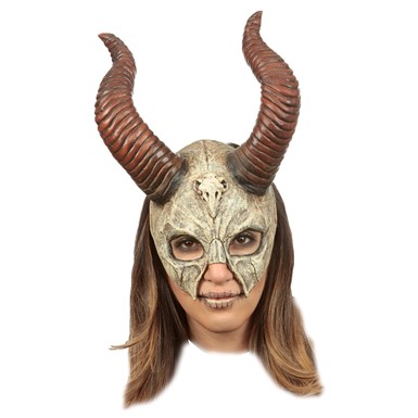 Adult Mythical Horned Skull Latex Mask