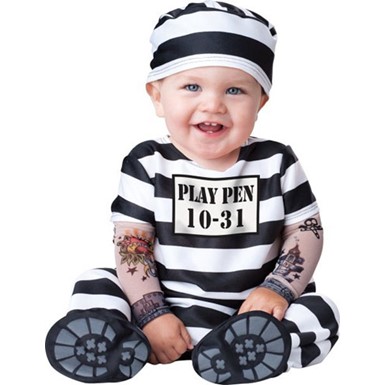 Baby Jailbird Convict Inmate Adorable Halloween Costume