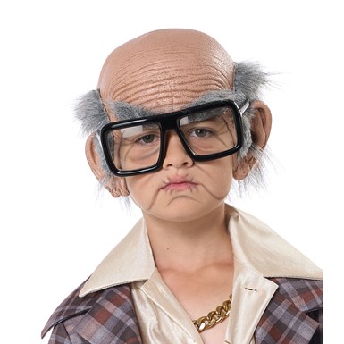 Beige Old Cue Ball Old Man Child Costume Kit