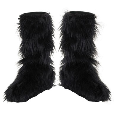 Black Furry Boot Covers for Childrens Costume