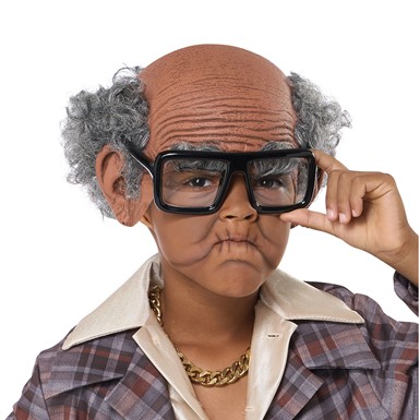 Brown Old Cue Ball Old Man Child Costume Kit
