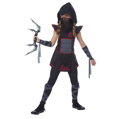 Girls Black Fearless Ninja Halloween Costume