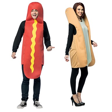 Hot Dog & Bun Couples Adult Costume - Hot Dog Bun Costumes