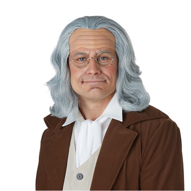 Mens Benjamin Franklin Wig and Bald Cap