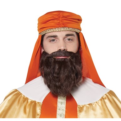 Mens Brown Wise Man Beard and Moustache