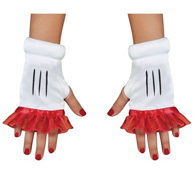 Red Minnie Mouse Fingerless Glovettes For Girls