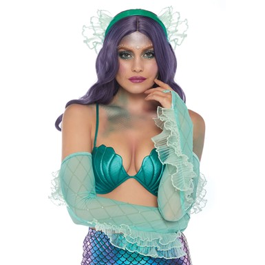Sea Foam Mermaid Headband and Arm Covers Set