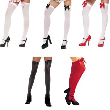 Sexy Nylon Thigh Highs with Bows for Adults