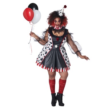 Twisted Clown Womens Plus Size Halloween Costume
