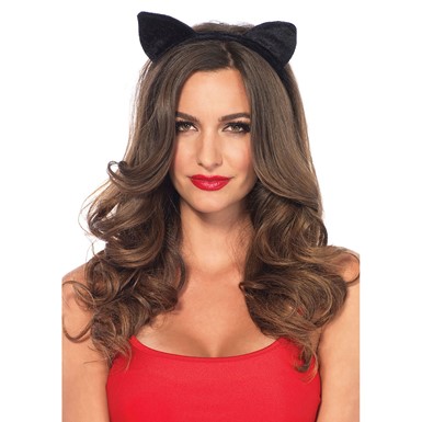 Velvet Black Cat Ears Kitty Costume Accessory