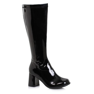 Womens 3" Wide Width Black Gogo Boots with Zipper