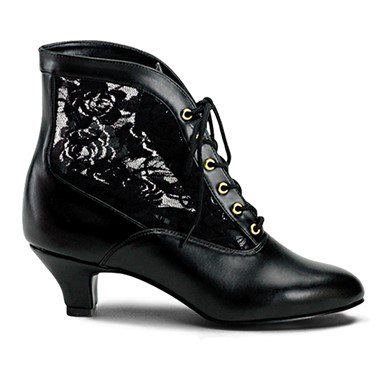 Womens Black Dame Victorian Costume Ankle Boots