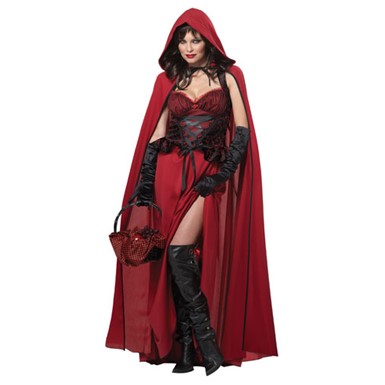 Womens Dark Red Riding Hood Adult Halloween Costume