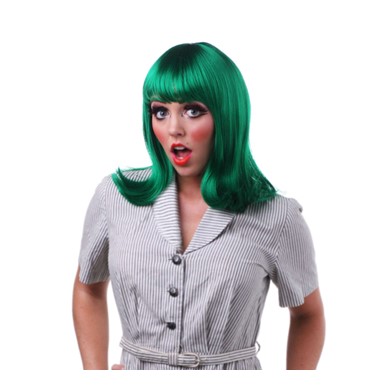 Womens Green Peggy Sue Halloween Costume Wig