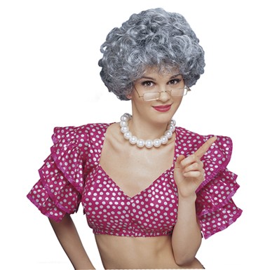 Womens Grey Middle Aged Housewife Costume Accessory Wig