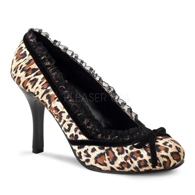 Womens Halloween Dainty Cheetah Satin Heeled Shoes