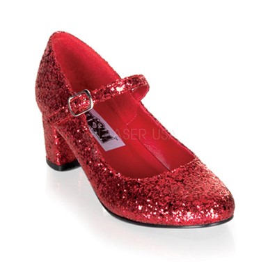 Womens Halloween Mary Jane Red Sequin Shoes