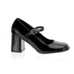 Womens Black Patent 3" Heel Mary Jane Shoes