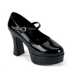 Womens Mary Jane Pump Black Patent 4" Platform Shoes