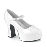 Womens Mary Jane Pump White Patent 4" Platform Shoes