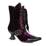 Womens Tabby Purple Velvet Ankle Witch Booties