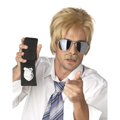 Ace Detective Blonde Wig And Mustache Costume Accessory