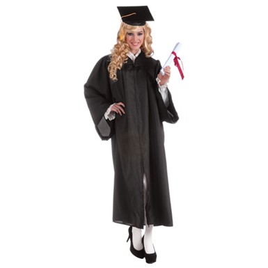 Adult Black Graduation Robe Costume up to 42