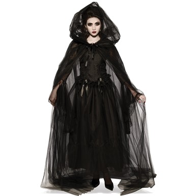 Adult Black Hooded Costume Cape