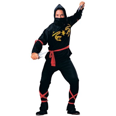 Black Ninja Warrior Adult Standard Size Costume