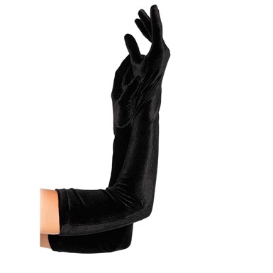 Black Velvet Stretch Opera Gloves Costume Accessory