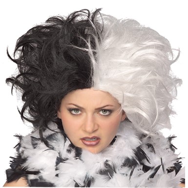 Cruella De Vil Black and White Wig from 101 Dalmations