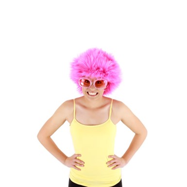 Fuchsia Fuzzy Wig Funny Halloween Costume Accessory