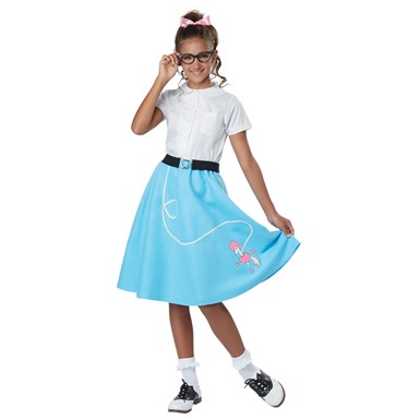 Girls 50's Blue Poodle Skirt Costume