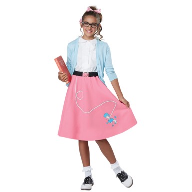 Girls 50's Pink Poodle Skirt Costume