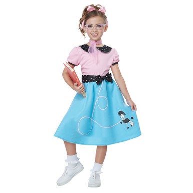 Girls 50's Sock Hop Dress & Poodle Skirt Costume
