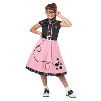 Girls 50's Sweetheart Pink Poodle Skirt Halloween Costume