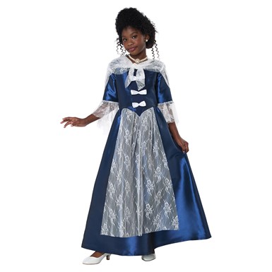 Girls Colonial Period Blue Dress Child Costume