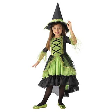 Girls Green Witch Child Halloween Costume