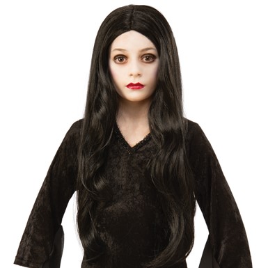 Girls Morticia Addams Family Costume Child Wig