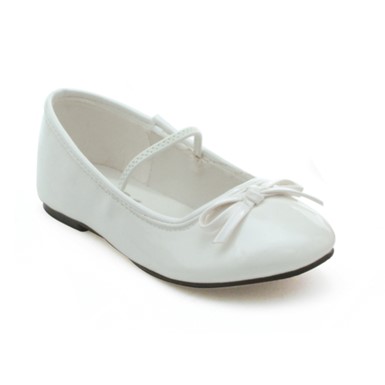 Girls White Patent Ballet Flat Shoes