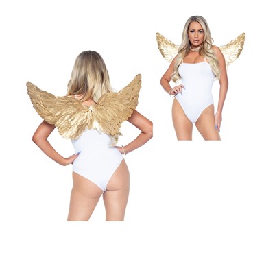 Gold Feather Wings Angel Costume Accessory