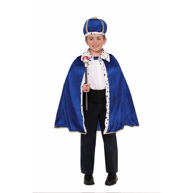 Kids King Royal Blue Robe and Crown Costume Kit