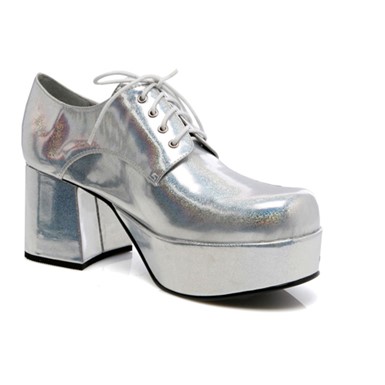 Mens Silver Platform 3" Heel Halloween Shoes