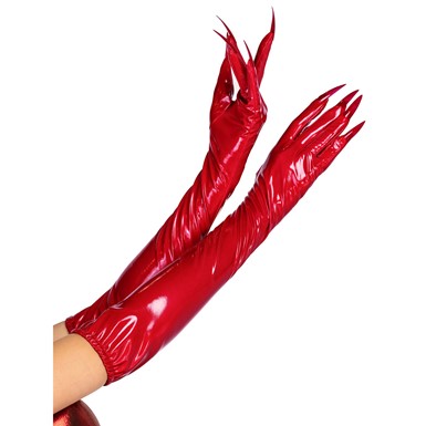 Red Vinyl Catwoman Cat Claw Gloves with Nails