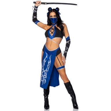 Sexy Womens Blue Ninja Kitana Mortal Kombat Costume