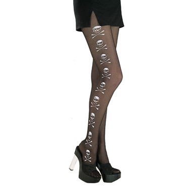 Skull Print Pirate Tights Stockings for Adult Costume