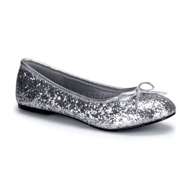 Womens Halloween Star Silver Glitter Flat Shoes