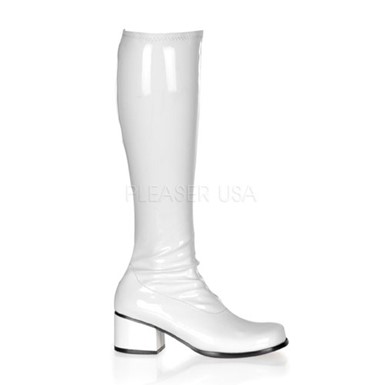 Womens Halloween White Patent Retro Boots