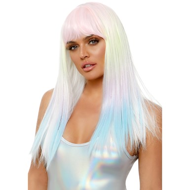 Womens Pastel Ombre Glow in the Dark Wig with Bangs